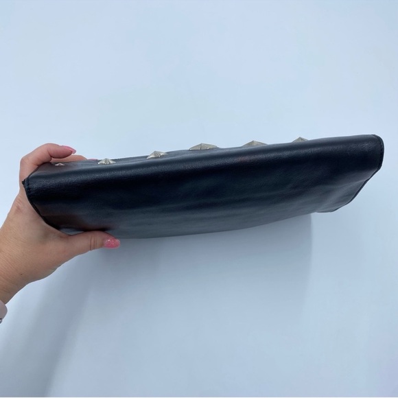 Jimmy Choo Black Leather Studded Foldover
Clutch with silver hardware - Picture 7 of 14